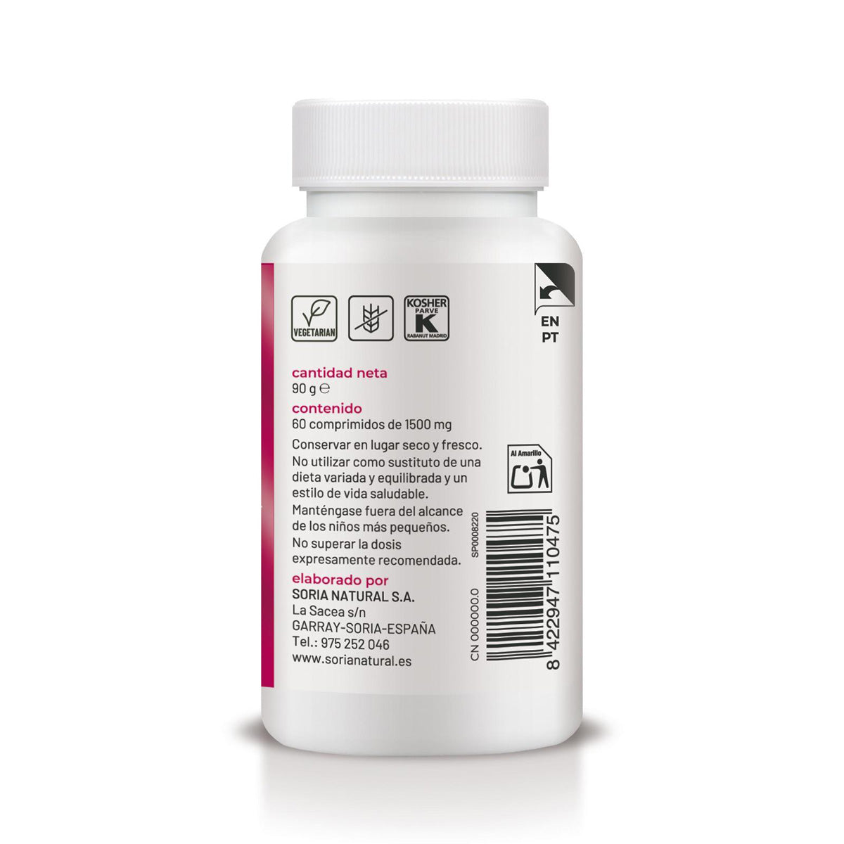 Vitamina D3+MG de Libertação Sustentada, Soria Natural, 60 comprimidos