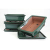 Vaso bonsai retangular 25 cm com pires verde