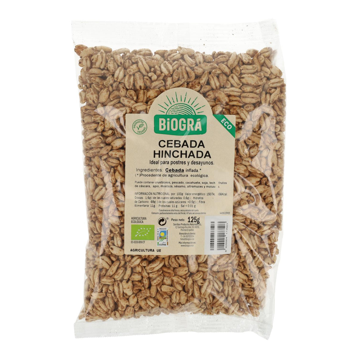 Cevada Biogrà Sem Açúcar Tufada Biológica, 125 g