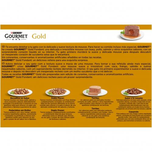 GOURMET GOLD Fondant de Frango, Carne, Atum, Salmão Multipack 12 x 85 g