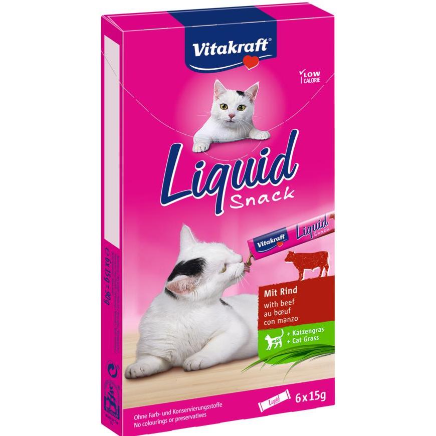 Snack Vitakraft Cat Líquido Carne Cremosa com Inulina 6x15 g