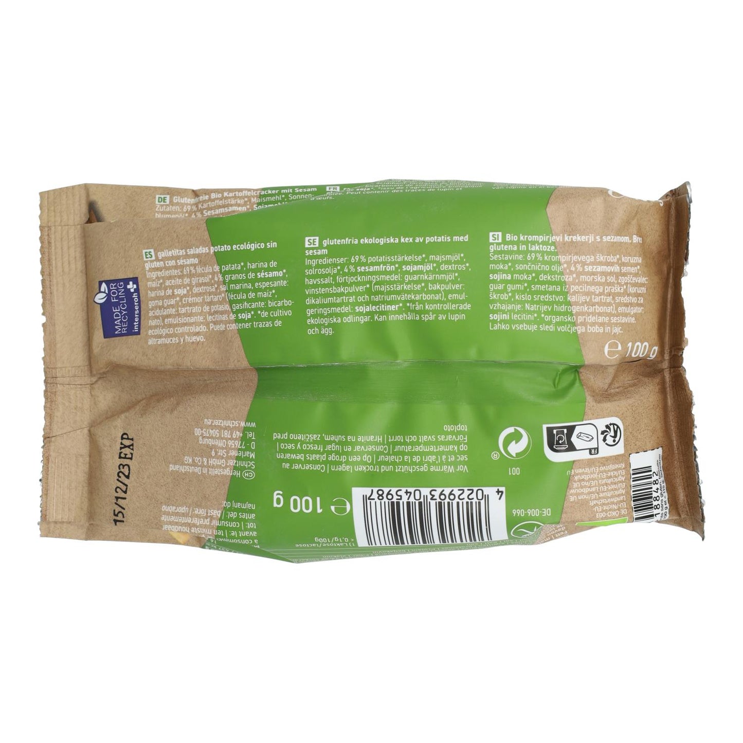 Palitos de sésamo Grissini Schnitzer sem glúten 100 g