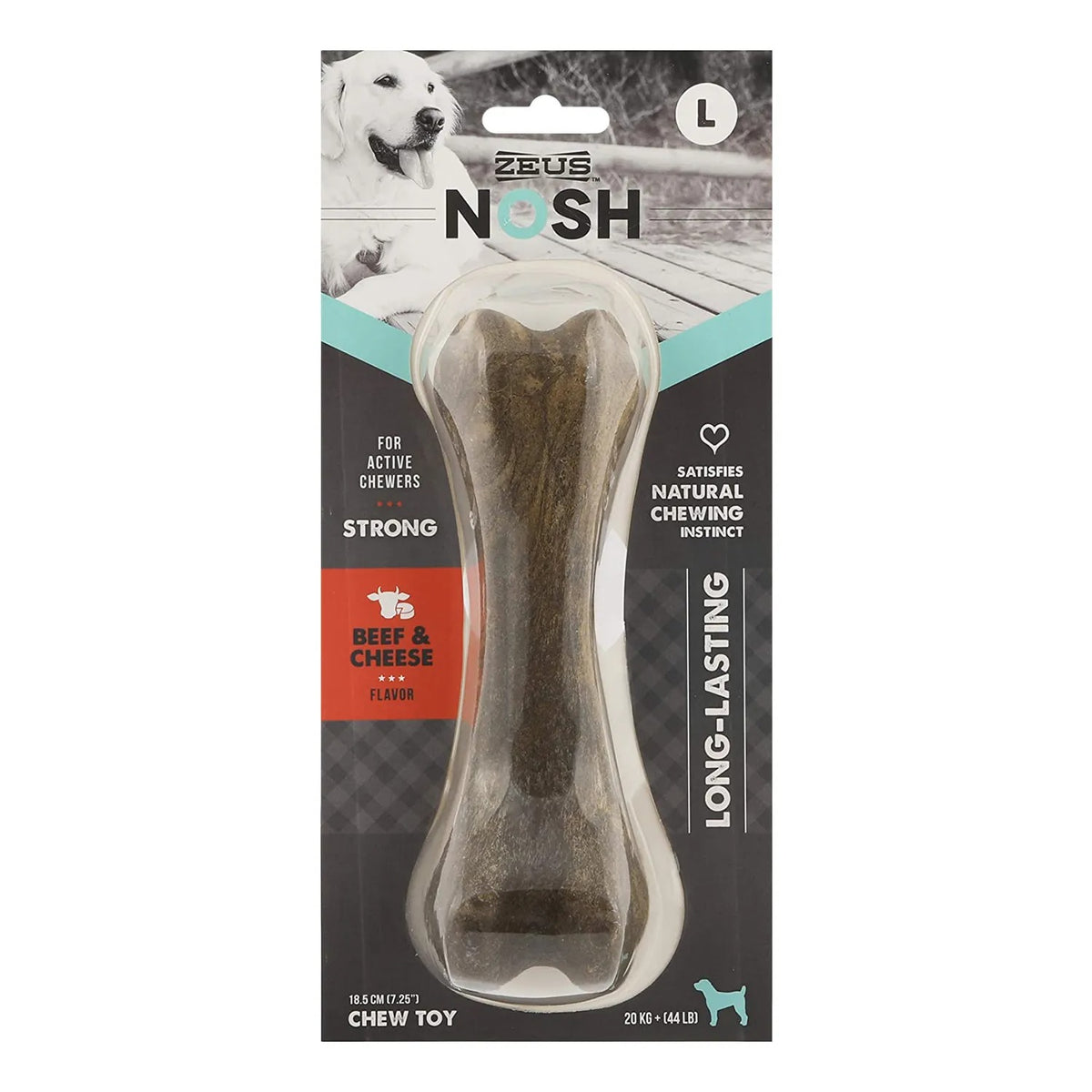 Nosh mordedor de Nylon Hueso sabor a Carne&Queso Zeus L 18cm