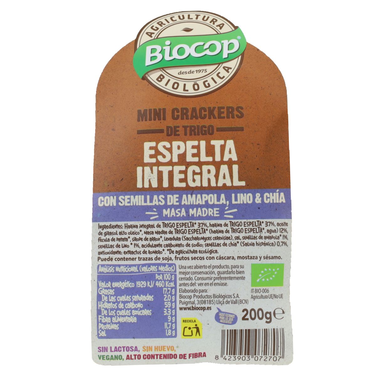 Biocop Mini Crackers de Espelta com Chia 200 g