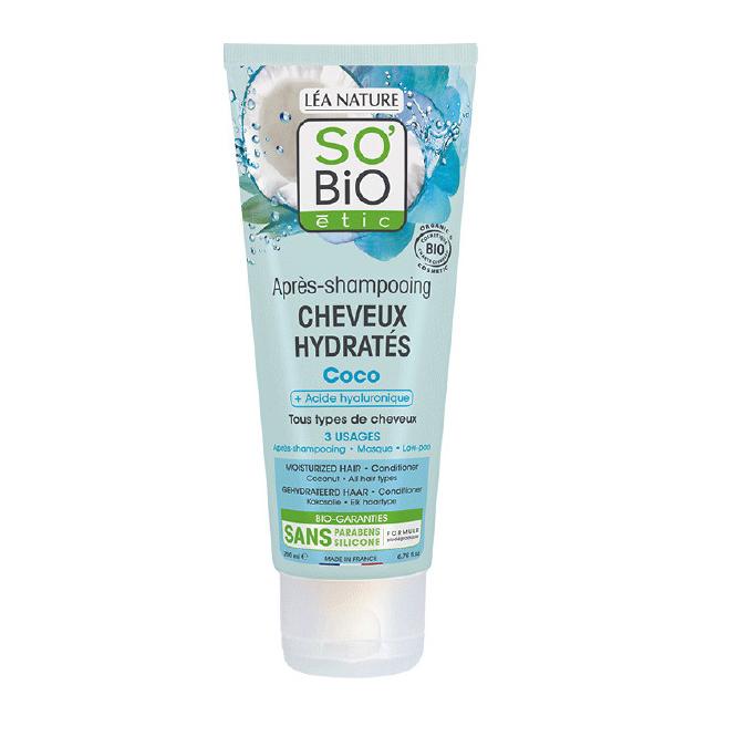 Condicionador hidratante de coco e ácido hialurónico So'Bio étic 200 ml