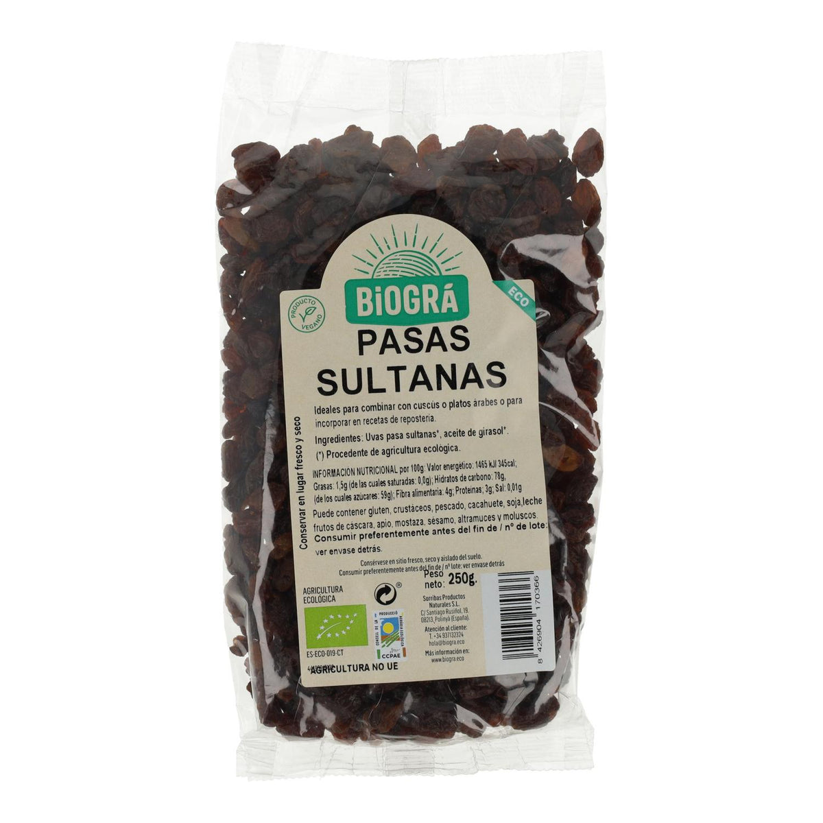 Passas sem caroço Biogra 250 g