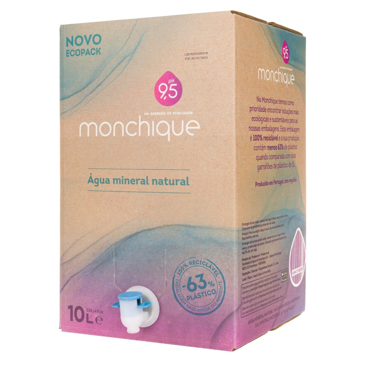 Água Alcalina 9,5 Monchique Saco em caixa 10 L