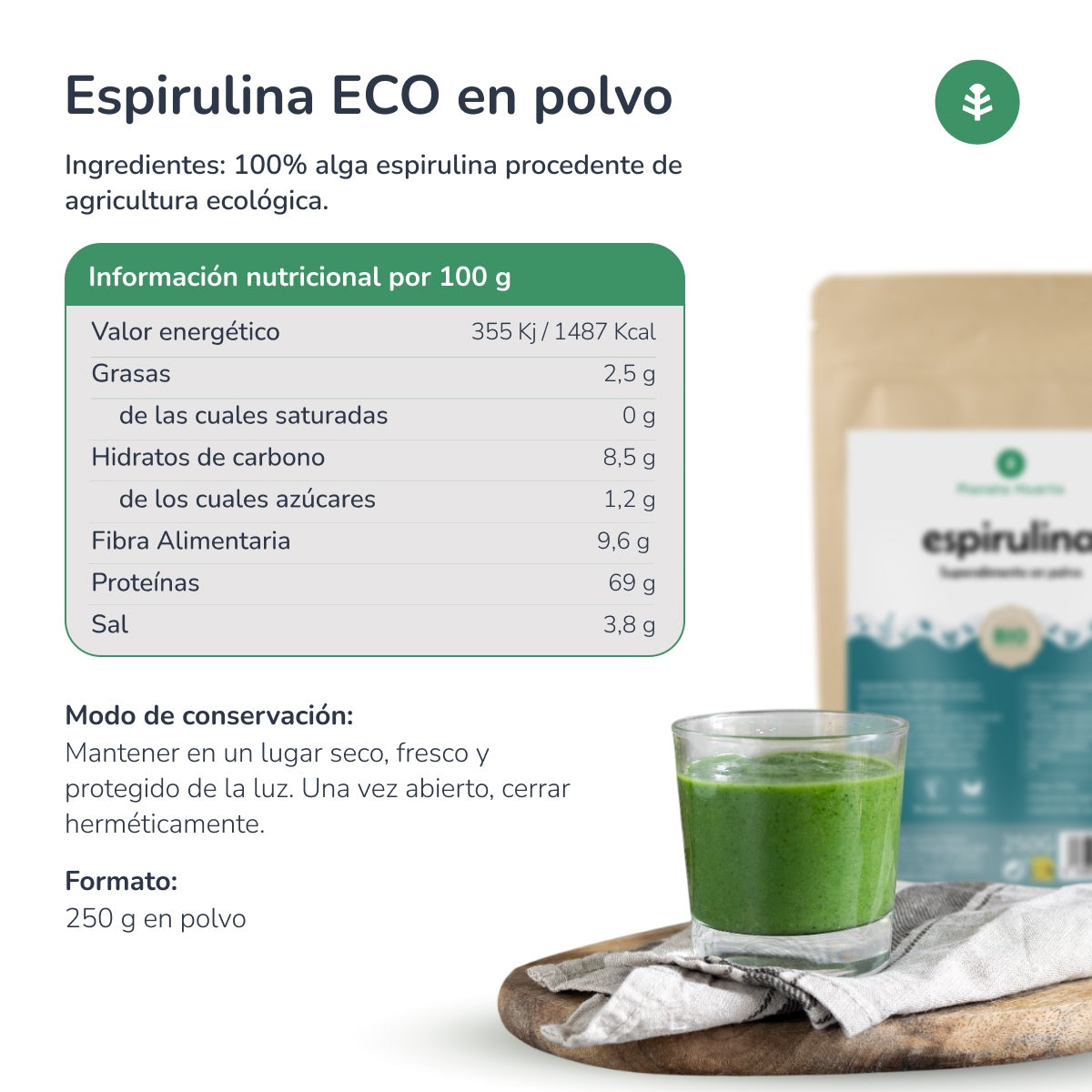 Spirulina em pó ECO Planeta Huerto 200 gr