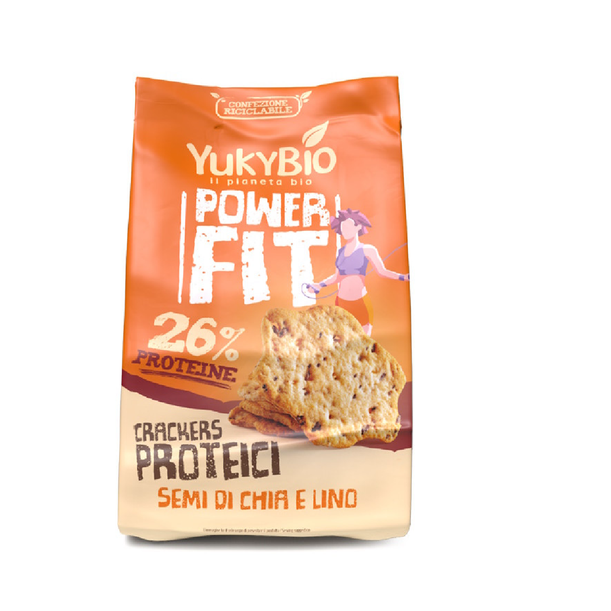 Bolacha proteica de chia e linhaça Yukybio 200g