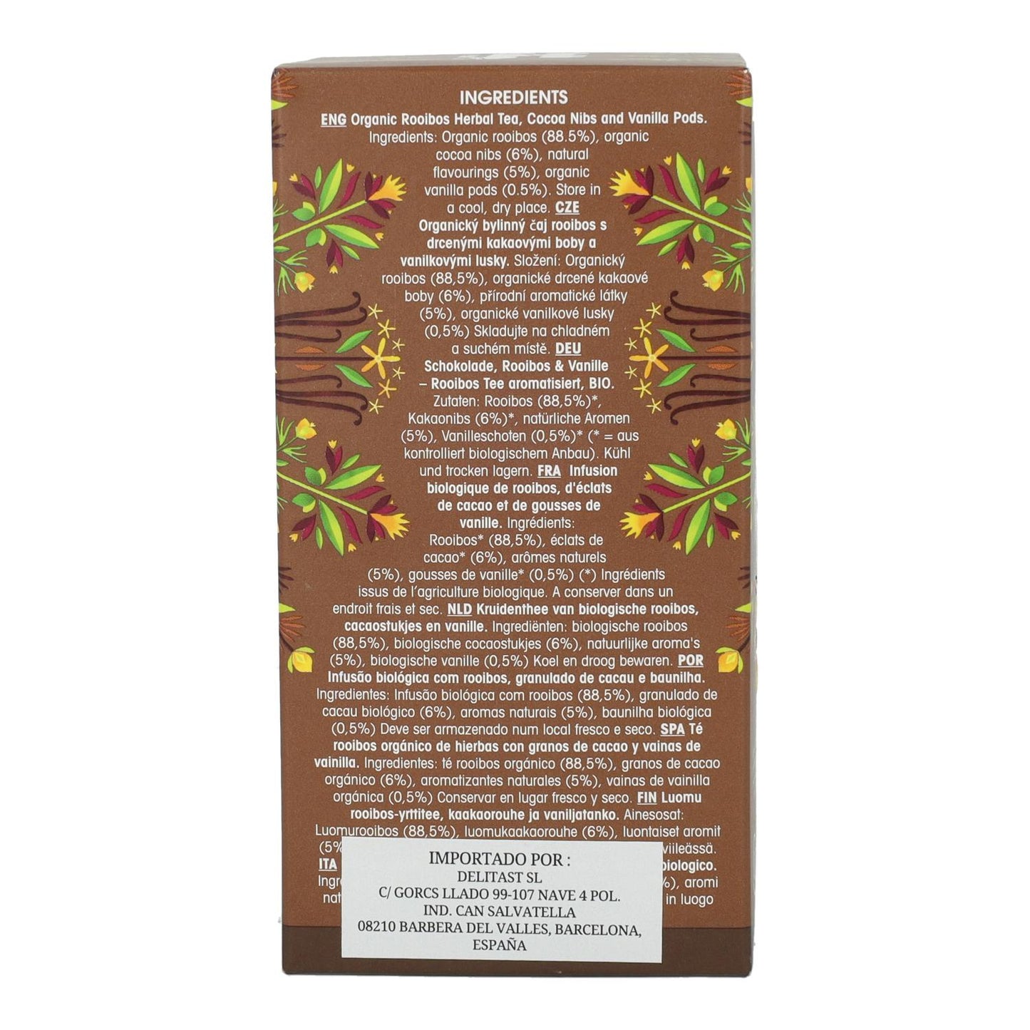 Chá Rooibos Biológico Chocolate e Baunilha English Tea Shop 40 g