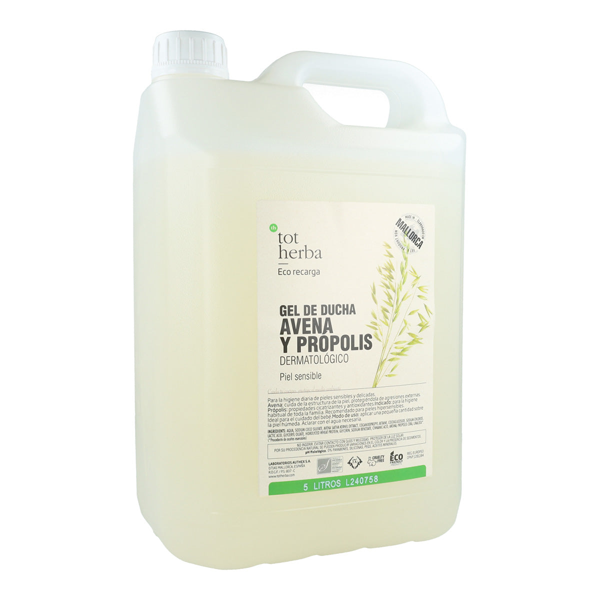 Gel de banho dermatológico de aveia Tot Herba 5L