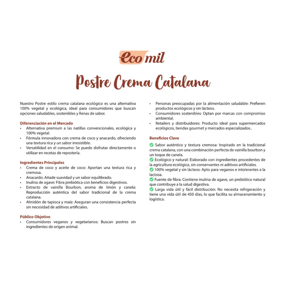 Sobremesa estilo creme catalão Ecomil biológica 2 unidades de 125 g