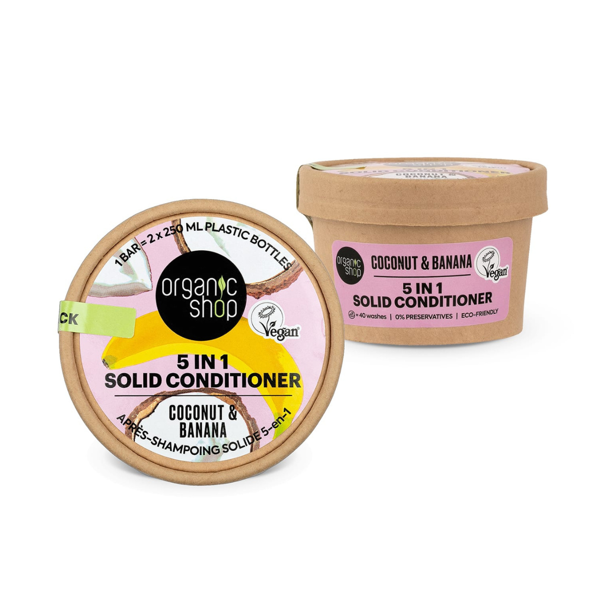 Condicionador sólido 5 em 1 de banana e coco da Organic Shop