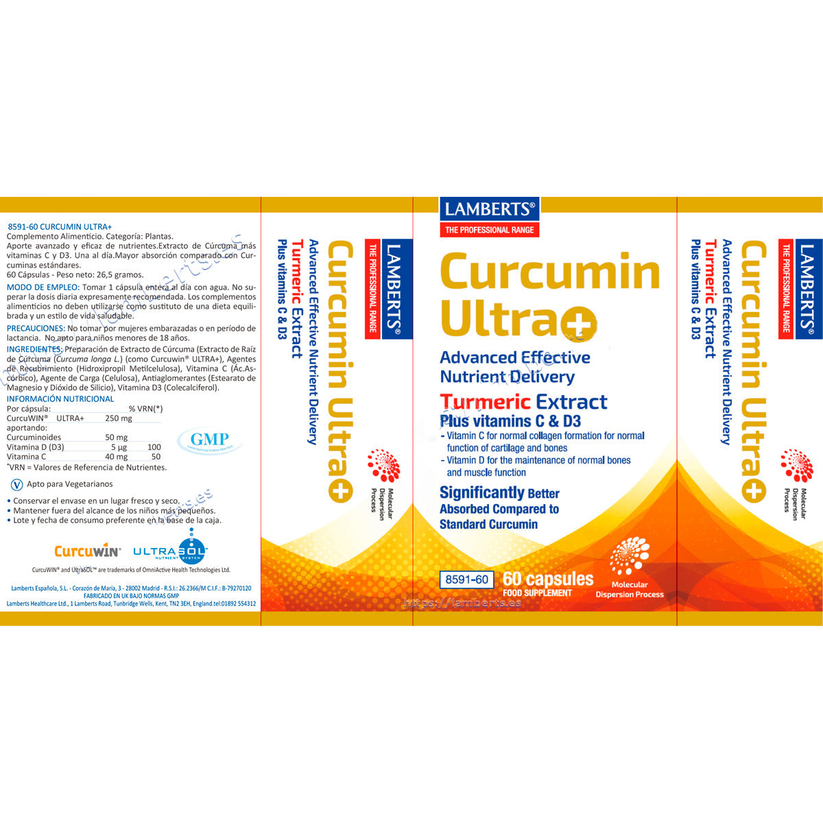 Curcumina Ultra + Lamberts 60 cápsulas