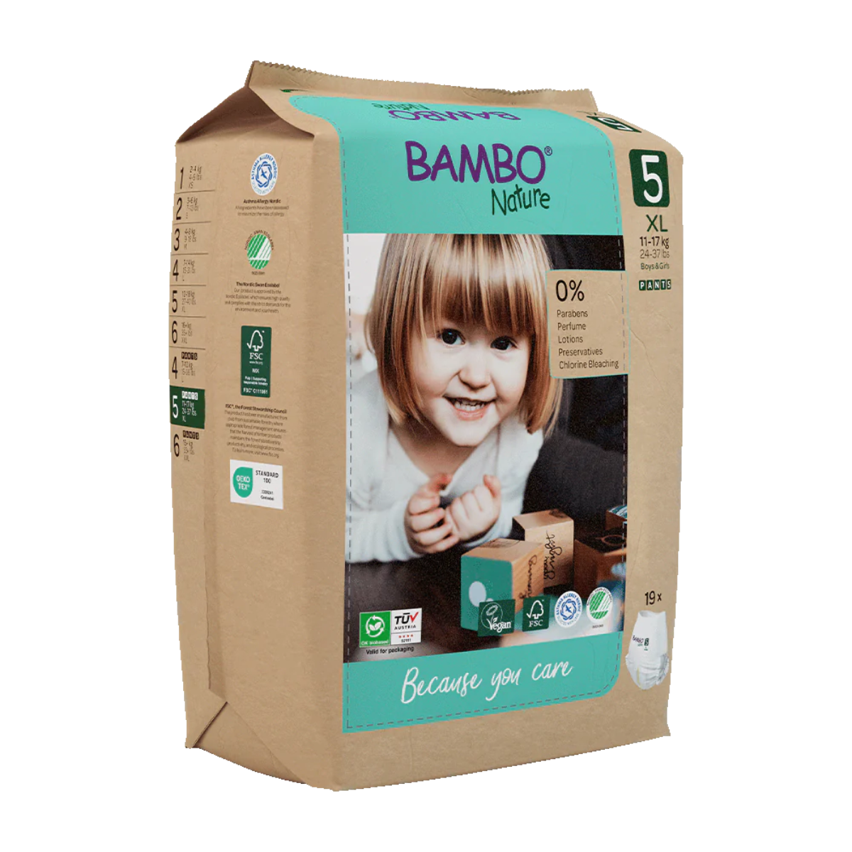 Fraldas Pants T5 (11-17kg) 19 unidades Bambo Nature