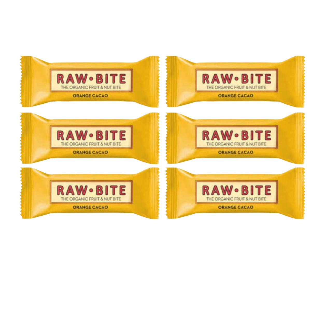 Embalagem de 6 Barras de Cacau e Laranja Raw-Bite Biológicas 50 g