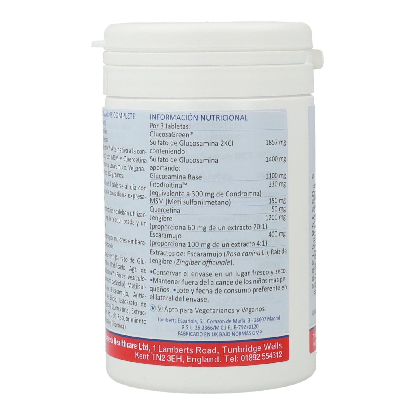 Glucosamina, Condroitina, MSM, Gengibre Lamberts, 120 comprimidos