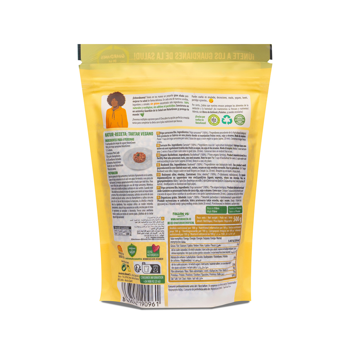 Embalagem de 2 Naturgreen trigo sarraceno biológico sem glúten 500 g