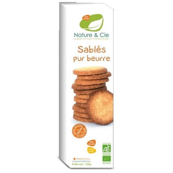 Biscoitos amanteigados biológicos sem glúten Nature&Cie 135g