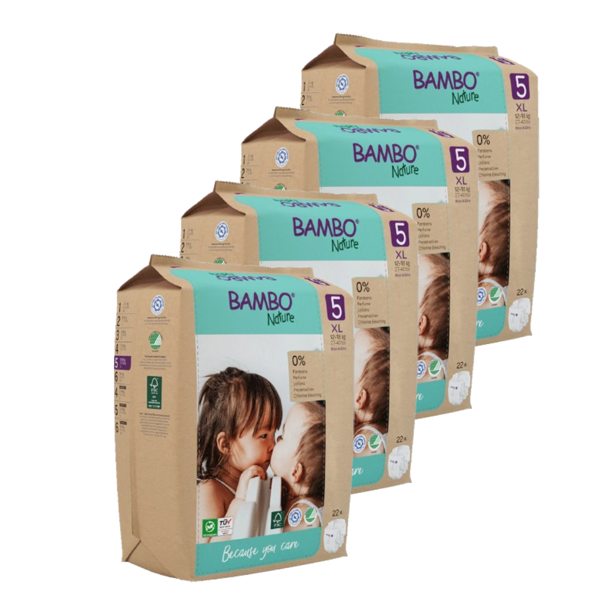 Fraldas Bambo Nature pack económico T5 (12-18kg) 88 unidades