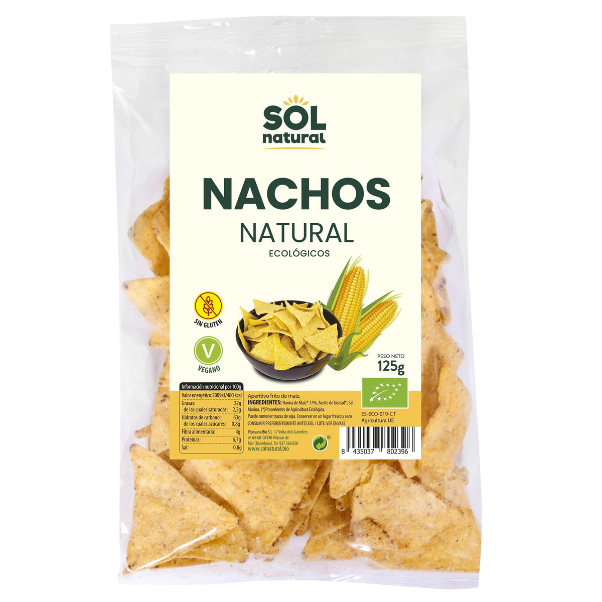 Nachos de Milho Natural Sem Glúten Sol Natural 125 g