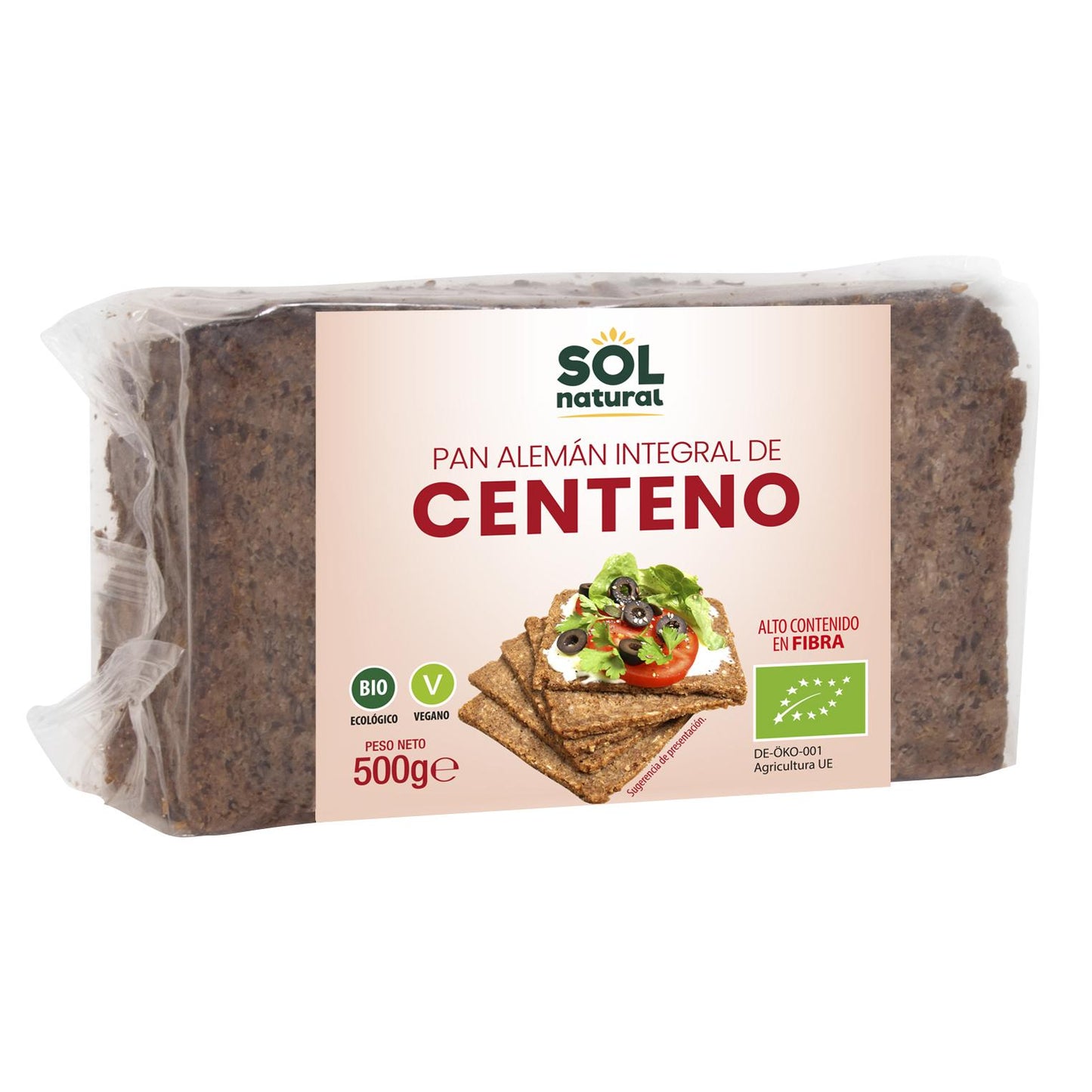 Embalagem de 2 pães de centeio integral biológico Sol Natural 500 g