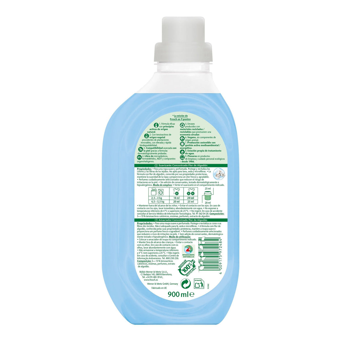 Amaciador Flor de Algodão Frosch 900 ml