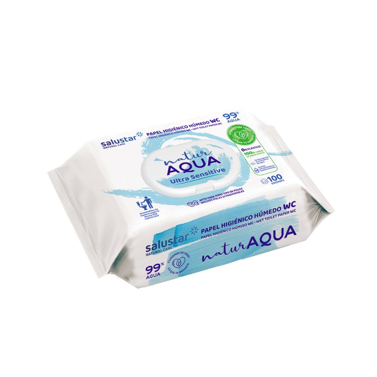 Papel higiénico húmido Natur Aqua 100 unidades