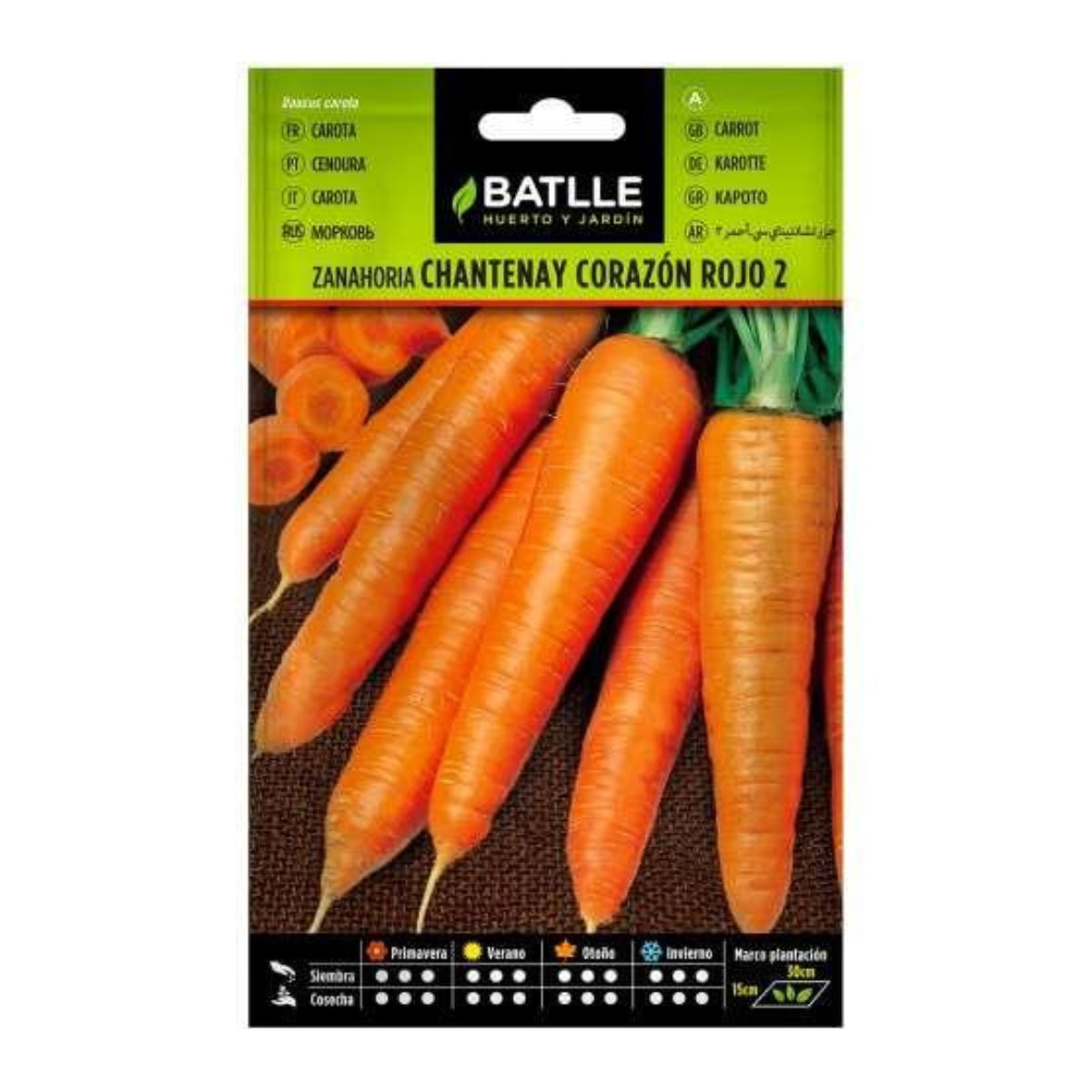 Sementes de cenoura Batlle Red Heart Chantenay