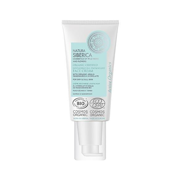 Creme de dia e de noite revigorante biológico certificado Natura Siberica para pele seca e baça 50 ml