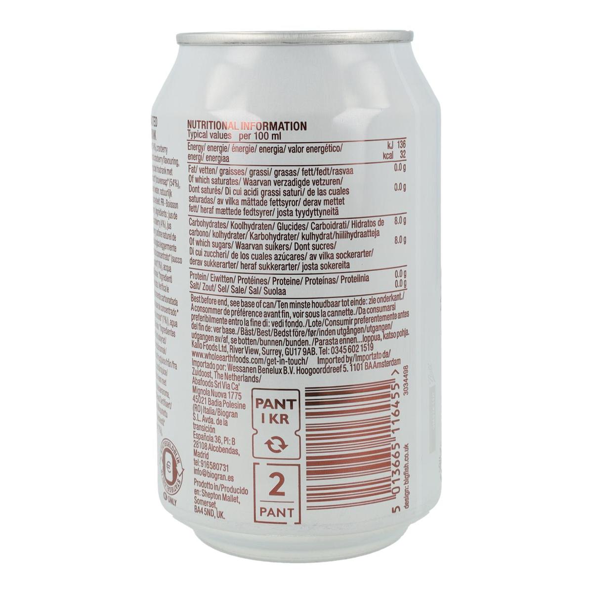 Embalagem de 6 refrigerantes orgânicos de mirtilo, 330 ml. Whole Earth