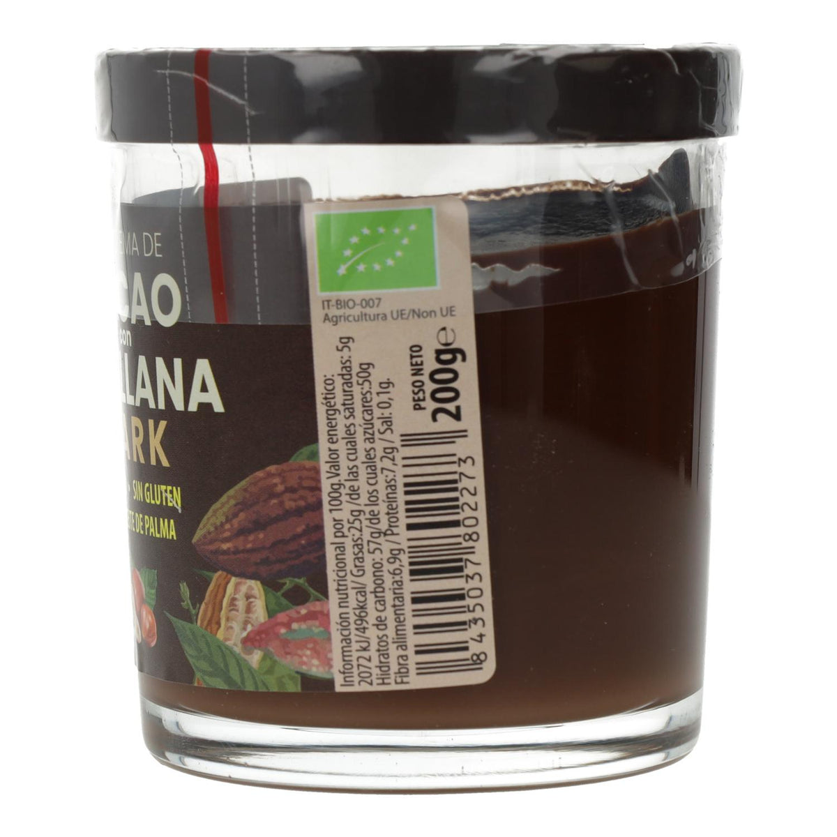 Creme de Cacau Escuro Vegan Biológico Sol Natural com Avelãs 200g