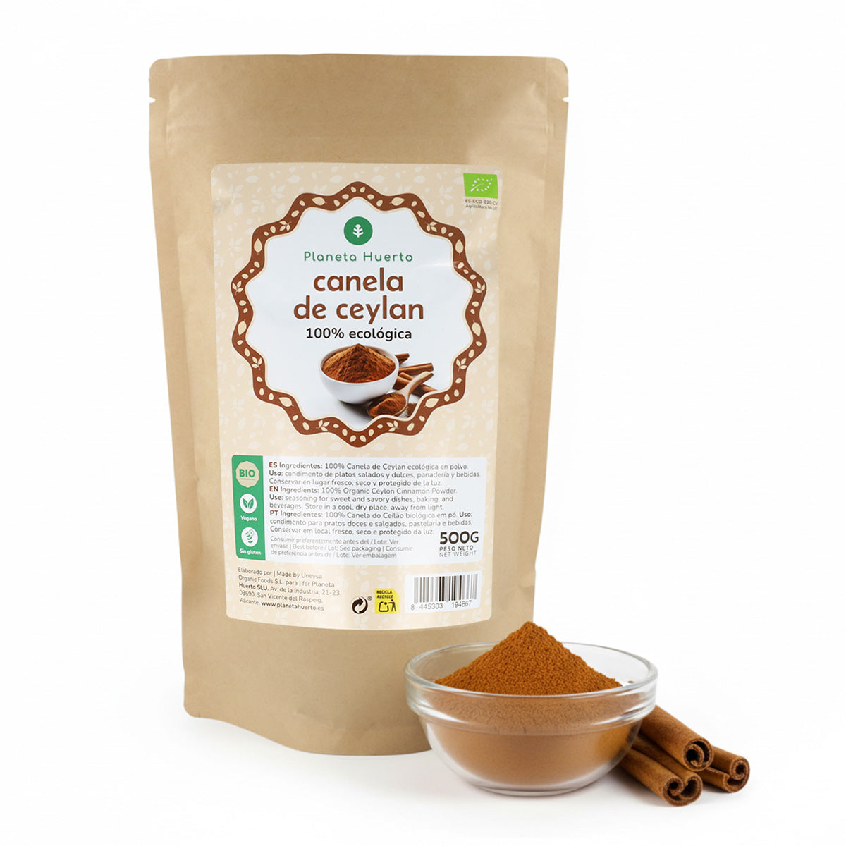 Canela em pó do Ceilão ECO Planeta Huerto 500 g