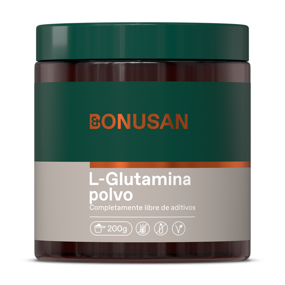 Embalagem de 2x pó de L-Glutamina Bonusan, 200 gramas de pó