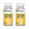 Embalagem 2x Vitamina D3-K2 Solaray 60 cápsulas
