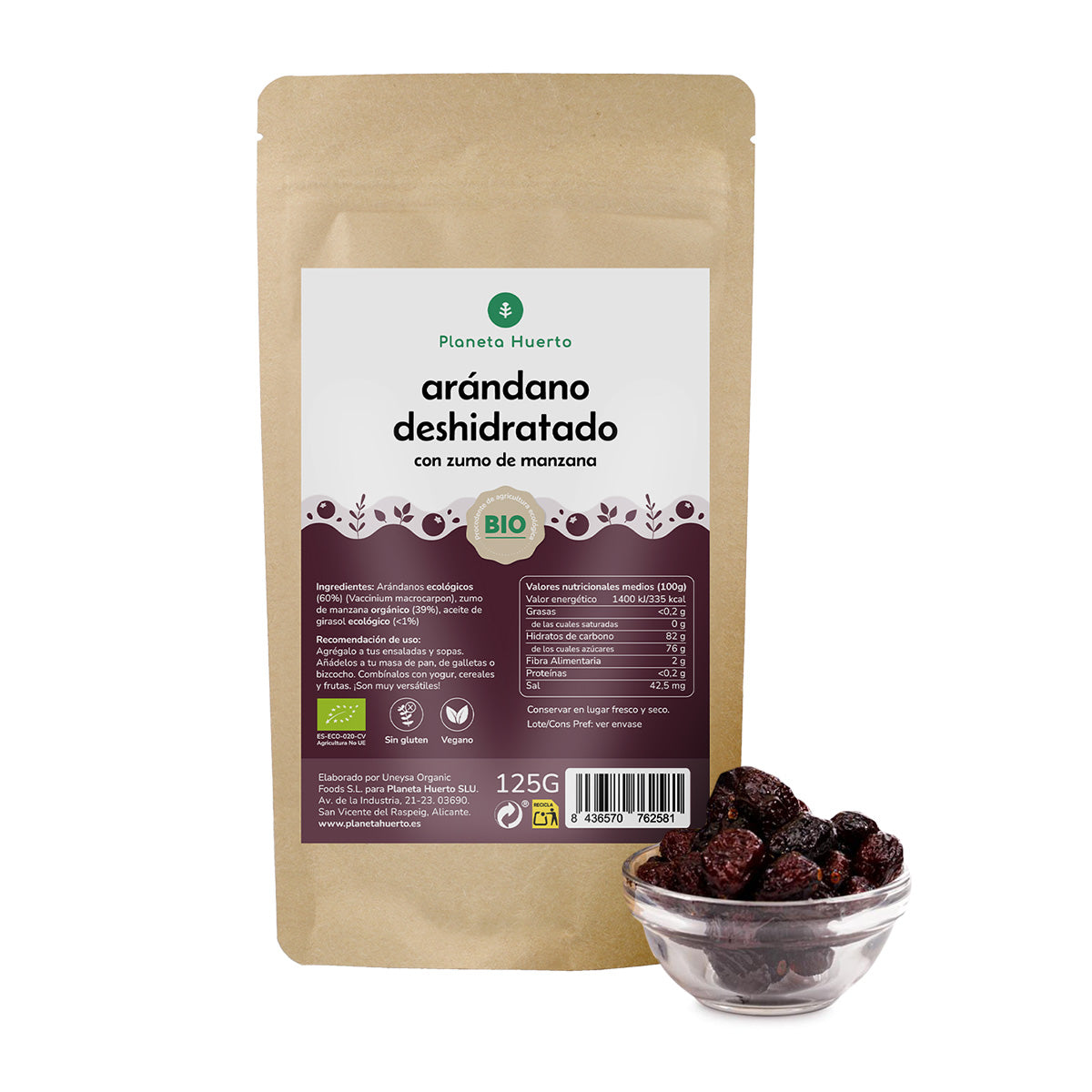 Mirtilo seco ECO Planeta Huerto 125 g
