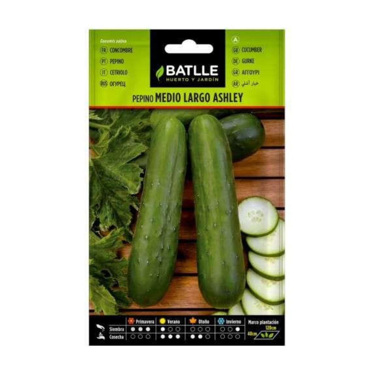Sementes de pepino Ashley médias longas Batlle