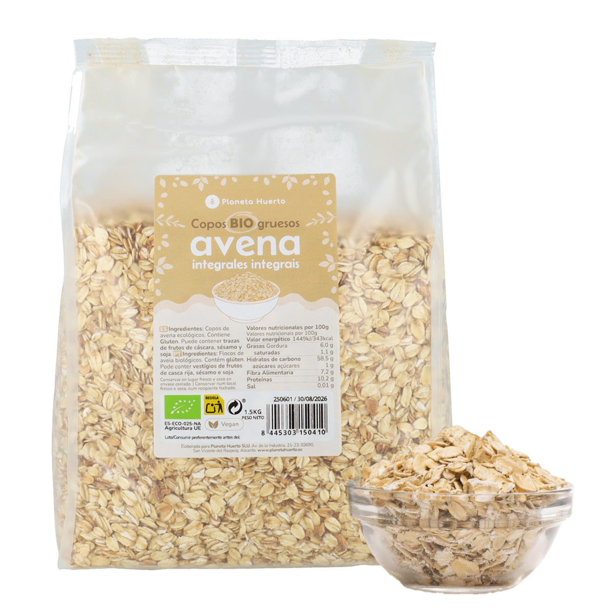 Flocos de Aveia Integral Grossos ECO Planeta Huerto 1,5 kg