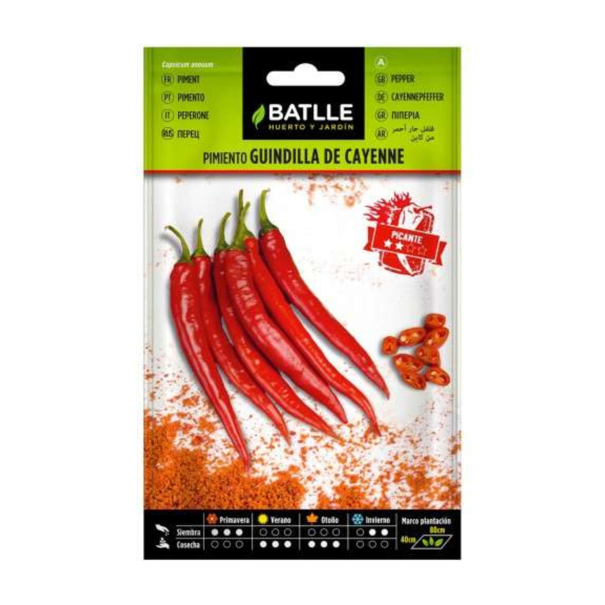 Sementes de pimenta caiena vermelha Batlle