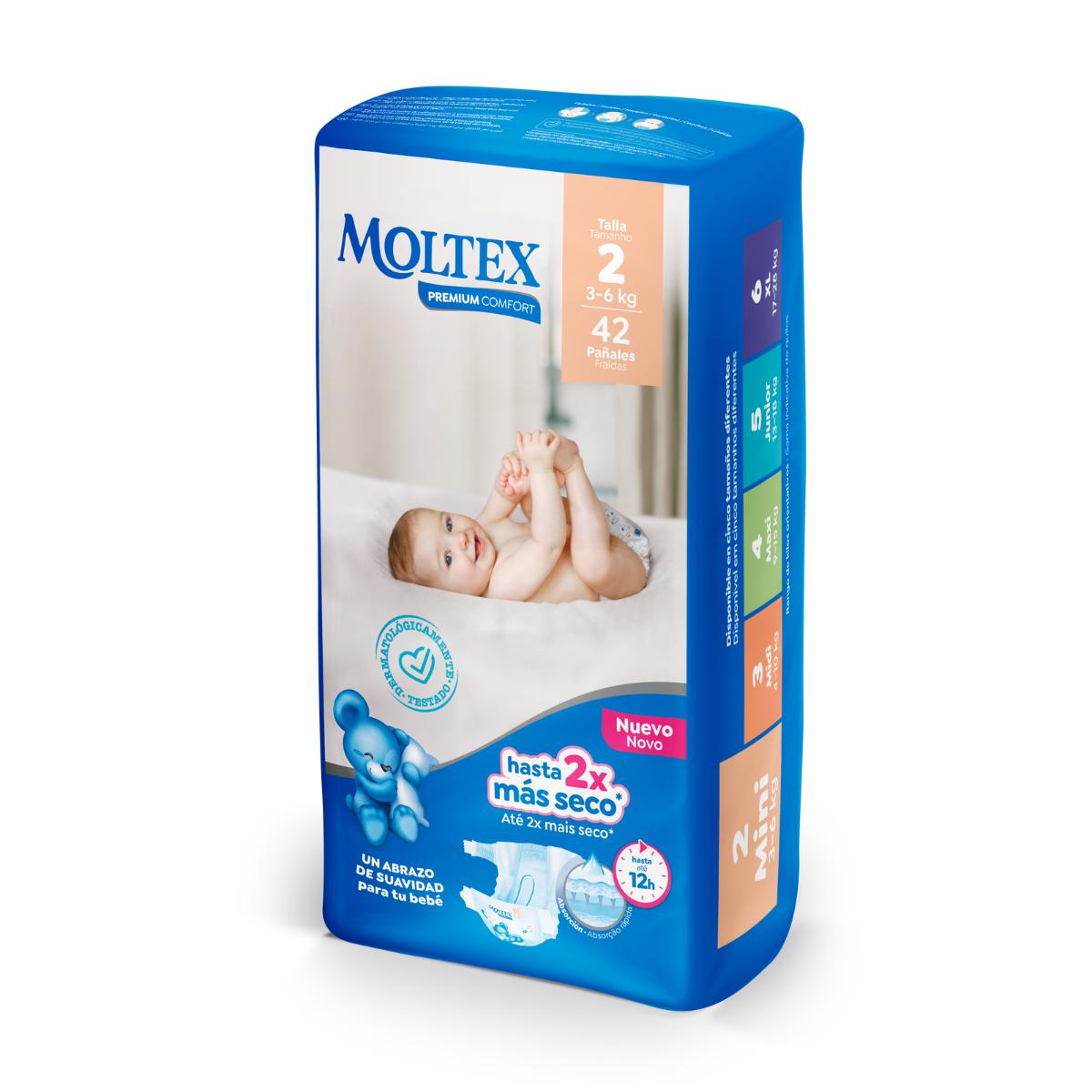 Fraldas Moltex Premium Comfort T2 (3-6 kg) 42 unidades