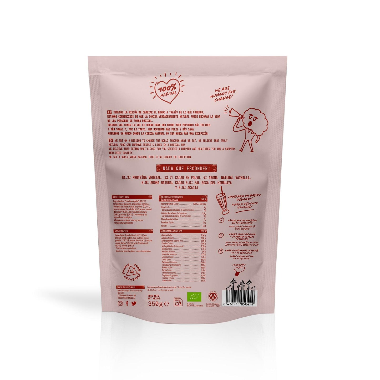 Proteína vegan Chocolate Natruly 350gr
