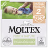 Fraldas T2 (3-6 kg) Moltex Pure & Nature, 36 unidades