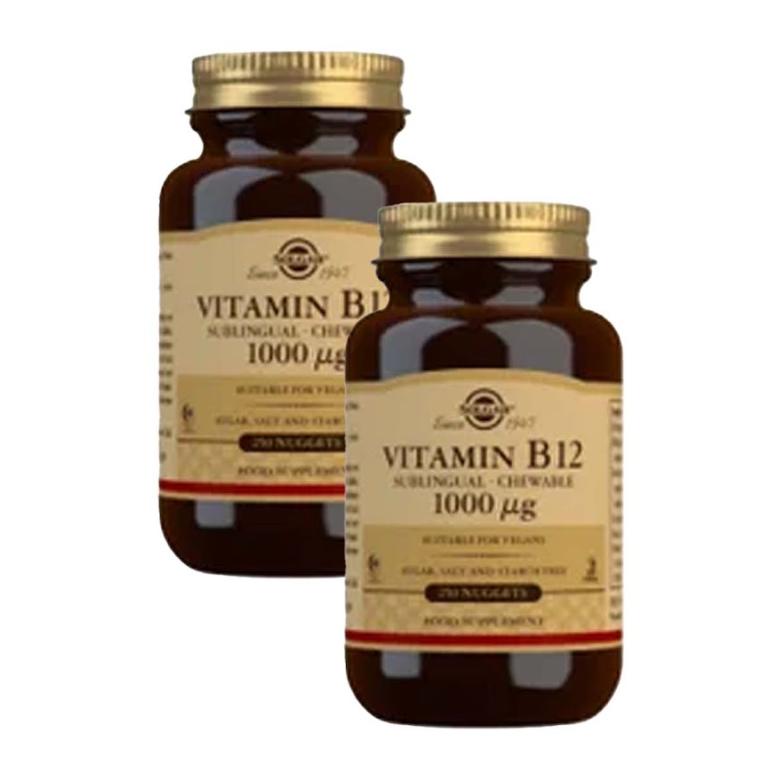 Embalagem de vitamina B12 mastigável/sublingual, 2x250 comprimidos de 1000 mg