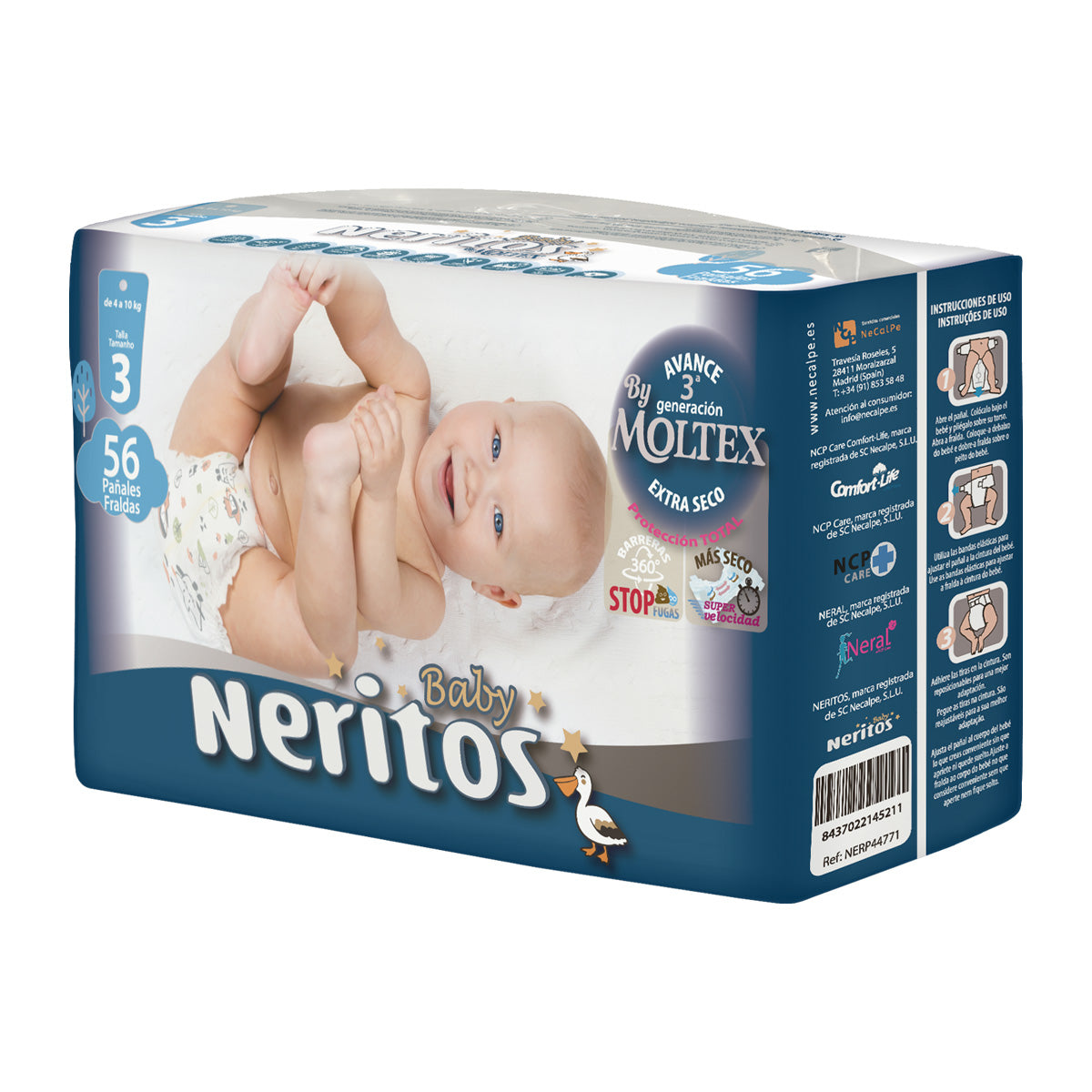 Fraldas Neritos Baby by Moltex T3 (4-10 kg) 56 unid.
