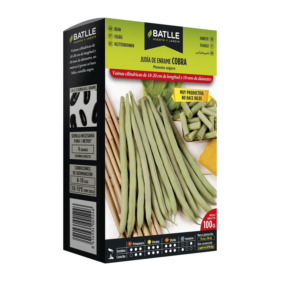 Sementes de feijão chato Cobra 250 g Batlle