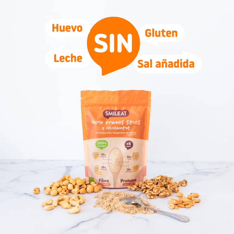 Smileat Mix de Nozes e Amendoins Biológicos 200g, Pó para Introdução Precoce