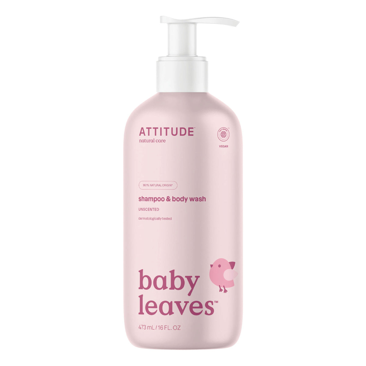 Champô e sabonete líquido para bebé Attitude 2 em 1 sem fragrância 473 ml
