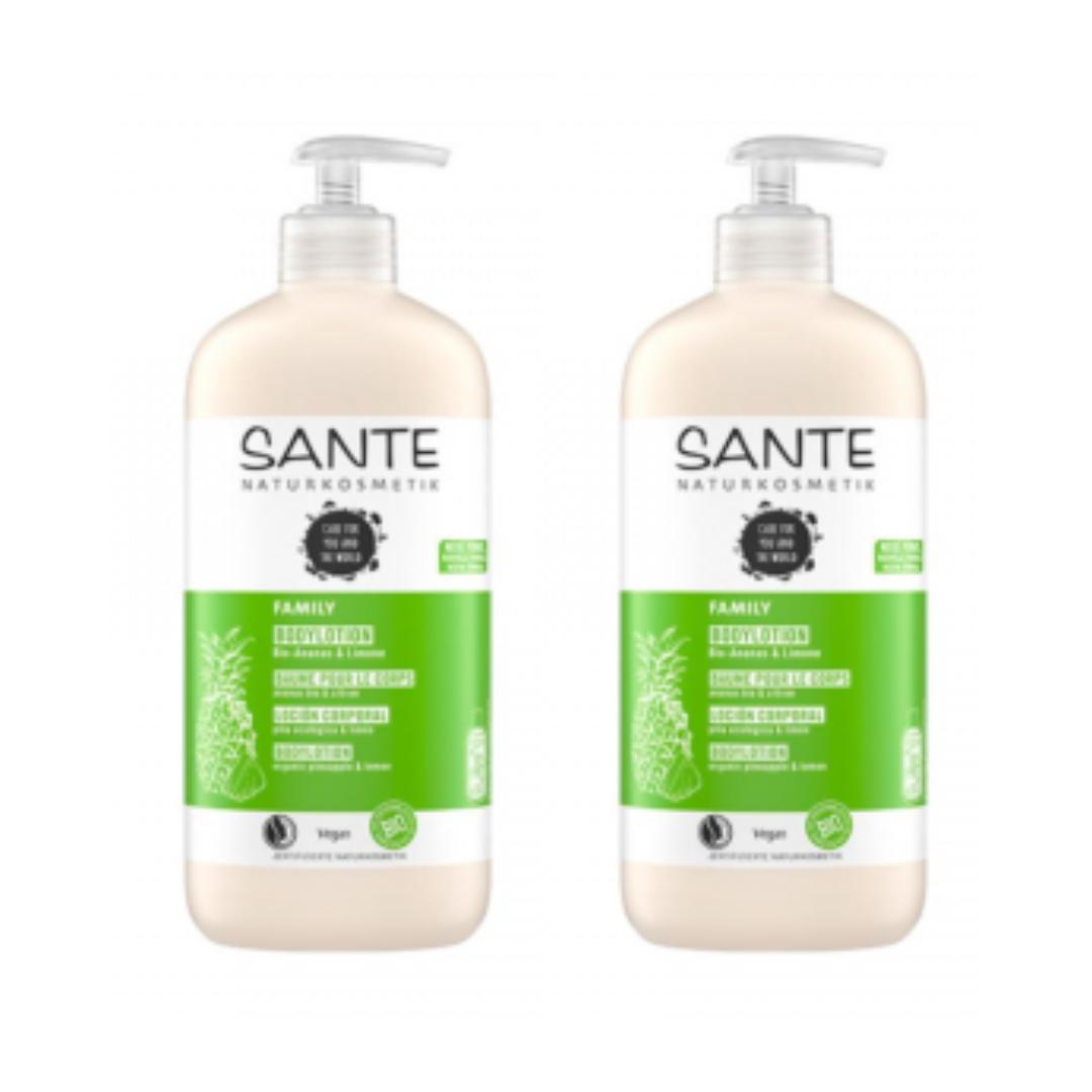 Embalagem x2 Sante loção corporal de ananás e limão, 500 ml