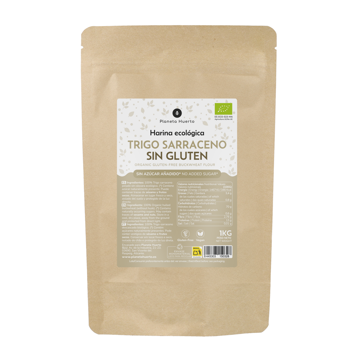 Farinha de trigo sarraceno sem glúten ECO Planeta Huerto 1 kg