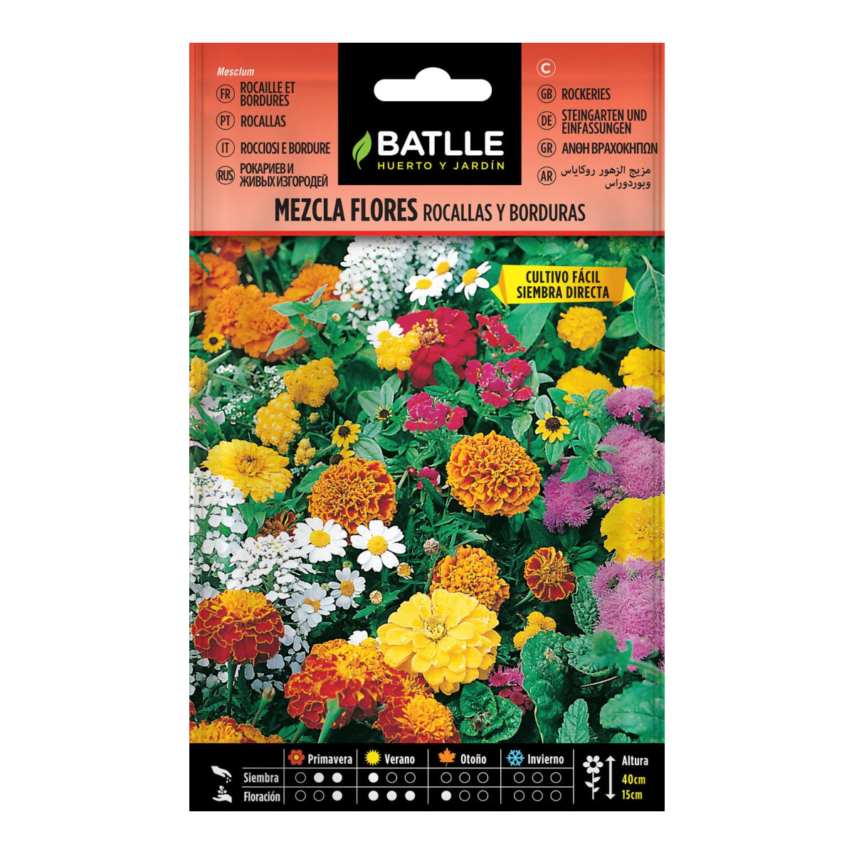 Sementes de mistura para flores de jardim de pedras e bordas Batlle